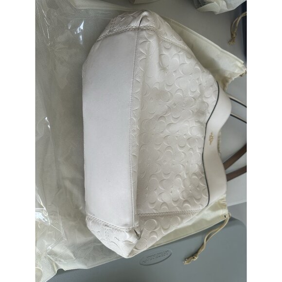 Coach Lexy Embossed Cream Leather Shoulder Bag - Picture 8 of 10